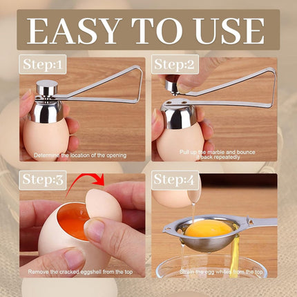 Eggshell Cutter - Stainless Steel - Eggshell Opener - Egg Beheader - Egg Topper - Egg Slicers - Egg Topper - Eggshell Splitters - Egg Pricker - Eggshell Cracker - No Dirty Hands - Opening Raw Eggs - Kitchen Utensils - Gift.