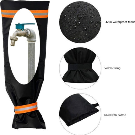Frost Protection Cover for Faucet - Universal Frost Protection Cover - Faucet Freeze Cover - Outdoor Faucet Covers for Winter - Frost Protection - Reusable Garden Spigot Cover - Antifreeze Long Water Insulated - Black - 1 Piece.