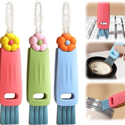 Gap Cleaner - 3 In 1 Cup Lid Cleaning Brush - 3 Pieces - Crevice Brush - Scrubbing Brush - Cleaning Tools - Cleaning Brush For Door Window Rails - For Bottle Crevices, Tight Spaces, Cup - Rotating Kitchen Cleaning Brush - Cup Lid Cleaner.
