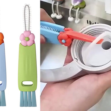 Gap Cleaner - 3 In 1 Cup Lid Cleaning Brush - 3 Pieces - Crevice Brush - Scrubbing Brush - Cleaning Tools - Cleaning Brush For Door Window Rails - For Bottle Crevices, Tight Spaces, Cup - Rotating Kitchen Cleaning Brush - Cup Lid Cleaner.