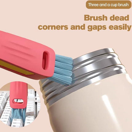 Gap Cleaner - 3 In 1 Cup Lid Cleaning Brush - 3 Pieces - Crevice Brush - Scrubbing Brush - Cleaning Tools - Cleaning Brush For Door Window Rails - For Bottle Crevices, Tight Spaces, Cup - Rotating Kitchen Cleaning Brush - Cup Lid Cleaner.