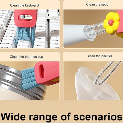 Gap Cleaner - 3 In 1 Cup Lid Cleaning Brush - 3 Pieces - Crevice Brush - Scrubbing Brush - Cleaning Tools - Cleaning Brush For Door Window Rails - For Bottle Crevices, Tight Spaces, Cup - Rotating Kitchen Cleaning Brush - Cup Lid Cleaner.