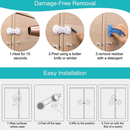 10 Pieces - Child Lock - Drawer Child Lock - Refrigerator Lock - Cabinet Child Locks - Cabinet Door Child Safety - Child Security - No Drilling Required - Safety Lock - Door Security - Baby Lock - Child Locks - Drawer Lock - White - Cabinet & Drawer Secur.