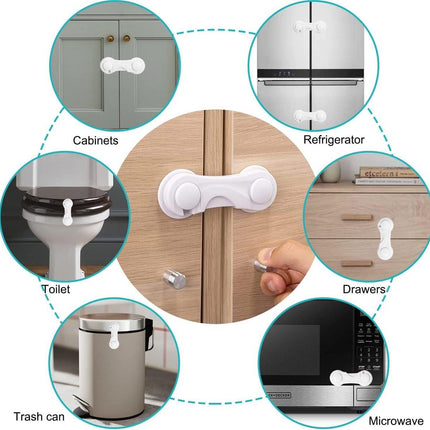 10 Pieces - Child Lock - Drawer Child Lock - Refrigerator Lock - Cabinet Child Locks - Cabinet Door Child Safety - Child Security - No Drilling Required - Safety Lock - Door Security - Baby Lock - Child Locks - Drawer Lock - White - Cabinet & Drawer Secur.
