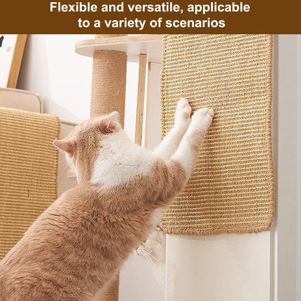 Sisal Cat Scratching Mat - Furniture Protection Against Scratching - Scratch Protection For Tables And Chairs - Easy To Apply - For Protecting Sofas, Carpets, Walls - For Sofa, Furniture And Door - 50x25 Cm - 1 Piece.
