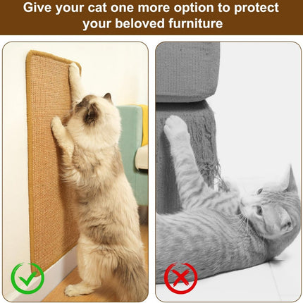 Sisal Cat Scratching Mat - Furniture Protection Against Scratching - Scratch Protection For Tables And Chairs - Easy To Apply - For Protecting Sofas, Carpets, Walls - For Sofa, Furniture And Door - 50x25 Cm - 1 Piece.
