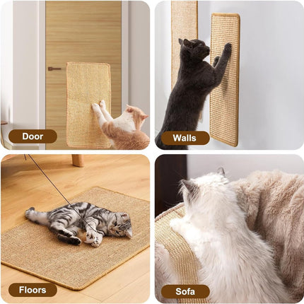 Sisal Cat Scratching Mat - Furniture Protection Against Scratching - Scratch Protection For Tables And Chairs - Easy To Apply - For Protecting Sofas, Carpets, Walls - For Sofa, Furniture And Door - 50x25 Cm - 1 Piece.