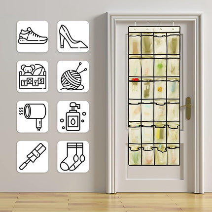 Hanging Shoe Bag - 24 Slots - Shoe Storage - Door Organizer - Hanging Shoe Rack - Shoe Organizer - Door Storage Bag - Hanging Storage - Solution for Shoes Scattered Around - Hanging Shoe Cabinet - Shoe Bag - Beige.