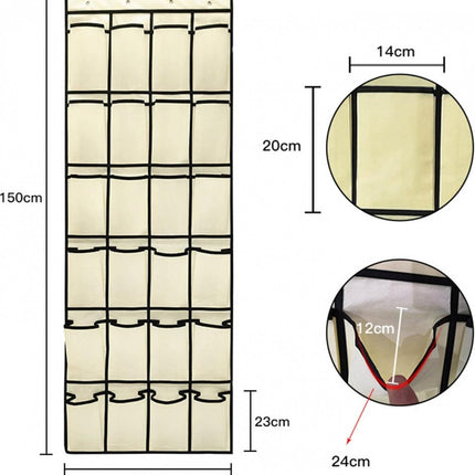 Hanging Shoe Bag - 24 Slots - Shoe Storage - Door Organizer - Hanging Shoe Rack - Shoe Organizer - Door Storage Bag - Hanging Storage - Solution for Shoes Scattered Around - Hanging Shoe Cabinet - Shoe Bag - Beige.