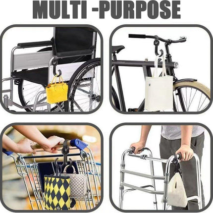 Stroller Bag Hooks - 6 Pieces - Bag Hook - Bag Hanger - Buggy Hooks - Baby Stroller - Diaper Bag Hook - Shopping Hook - Hooks for Bags - Universal Hook - Buggy Hook - Extra Sturdy - For Stroller, Buggy, Wheelchair - Black.