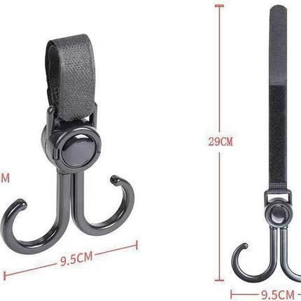 Stroller Bag Hooks - 6 Pieces - Bag Hook - Bag Hanger - Buggy Hooks - Baby Stroller - Diaper Bag Hook - Shopping Hook - Hooks for Bags - Universal Hook - Buggy Hook - Extra Sturdy - For Stroller, Buggy, Wheelchair - Black.
