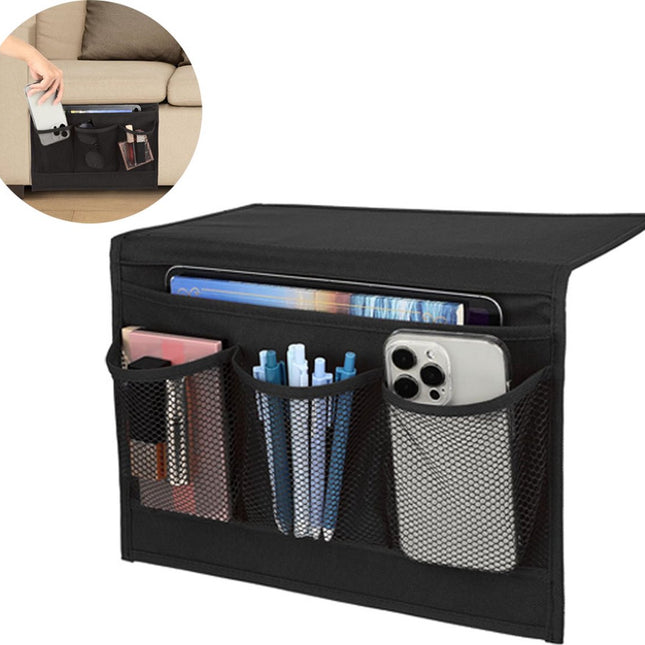 Bedside Pocket - Bed Organizer - Sofa Organizer - Bed Storage Compartment - Storage Bag for Bed or Sofa - Nightstand for iPad & Magazines - Magazine Organizer - Storage Case - Nightstand - Bedroom Accessory - for Bed or Sofa - Black.