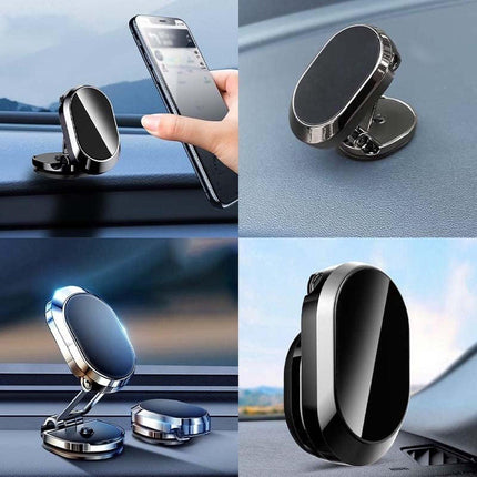 Magnetic Car Phone Holder - Magnetic Car Phone Holder - Foldable Multi-Angle Rotation - 360 Degree Rotatable Magnetic Phone Holder - For Mobile Phones / Smartphones In The Car - Universal Magnetic Release - Black.