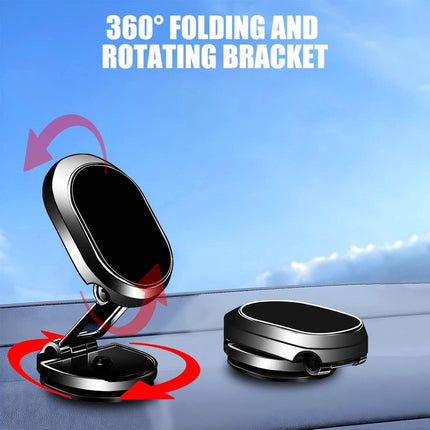 Magnetic Car Phone Holder - Magnetic Car Phone Holder - Foldable Multi-Angle Rotation - 360 Degree Rotatable Magnetic Phone Holder - For Mobile Phones / Smartphones In The Car - Universal Magnetic Release - Black.