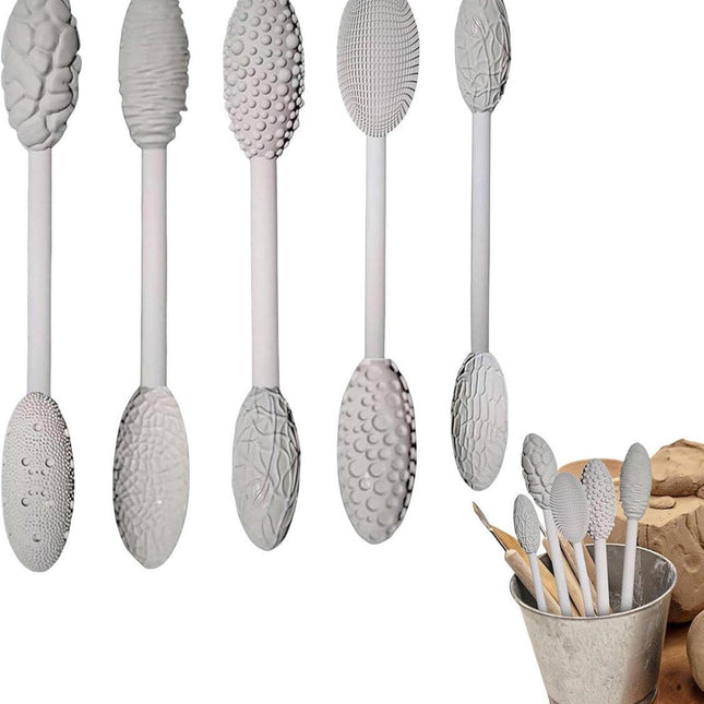 Clay Tools - 5-piece - Professional High Quality Pottery Modeling Modeling Set - Generic Clay Sculpture - versatile potter's rollers - potter's structure texture - for Clay / Sculpting / Pottery.