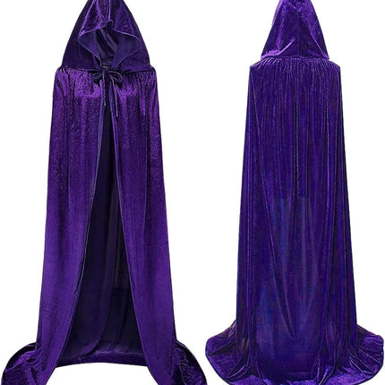 Luxury Purple Hooded Coat - 170cm / XXL - Carnival Halloween Costume - Purple Velour Coat - Hat - Adults - Dress Up - Costume Cape - Gothic - Fantasy - Halloween Suit - Carnival Clothing - Women and Men.