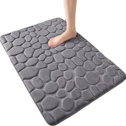 Bath Mat - 40x60 Cm - Shower Mat - Floor Mat - Bathroom Mat or Toilet Mat - Absorbent Bath Mat - Bath Mats - Bathroom Accessories - Easy to Wash - With Pebble Texture - Absorbent Floor Mats - Dark Grey - 1 Piece.