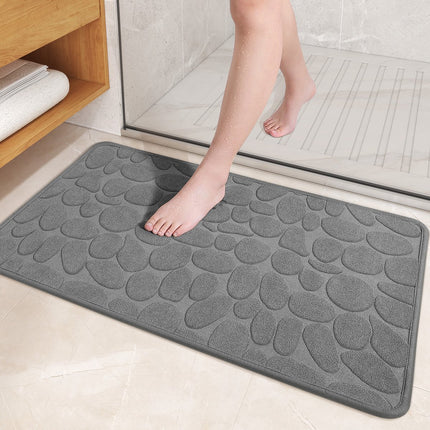 Bath Mat - 40x60 Cm - Shower Mat - Floor Mat - Bathroom Mat or Toilet Mat - Absorbent Bath Mat - Bath Mats - Bathroom Accessories - Easy to Wash - With Pebble Texture - Absorbent Floor Mats - Dark Grey - 1 Piece.