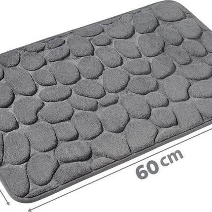 Bath Mat - 40x60 Cm - Shower Mat - Floor Mat - Bathroom Mat or Toilet Mat - Absorbent Bath Mat - Bath Mats - Bathroom Accessories - Easy to Wash - With Pebble Texture - Absorbent Floor Mats - Dark Grey - 1 Piece.