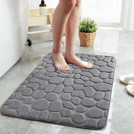 Bath Mat - 40x60 Cm - Shower Mat - Floor Mat - Bathroom Mat or Toilet Mat - Absorbent Bath Mat - Bath Mats - Bathroom Accessories - Easy to Wash - With Pebble Texture - Absorbent Floor Mats - Dark Grey - 1 Piece.