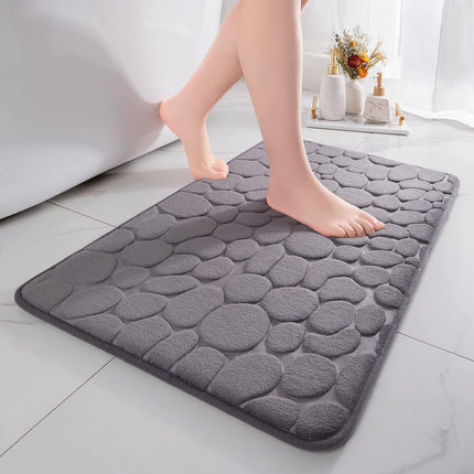 Bath Mat - 40x60 Cm - Shower Mat - Floor Mat - Bathroom Mat or Toilet Mat - Absorbent Bath Mat - Bath Mats - Bathroom Accessories - Easy to Wash - With Pebble Texture - Absorbent Floor Mats - Dark Grey - 1 Piece.