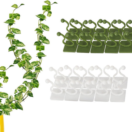 Plant Clips - Plant Clips - Climbing Plant Guide - Tie Up - Plant Support - Garden Clips - Cable Organizer - Wall-Mounted Plant Clips - For Indoor Use - Wall Mounting - Multi-purpose - Reusable - Self-Adhesive - Green/White.