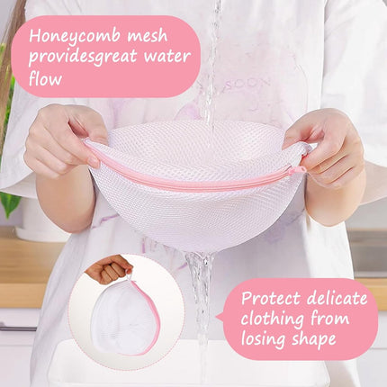 Laundry Bags - 3 Pieces - Laundry Bags With Zipper - Protect Your Laundry And Washing Machine - Laundry Bag - Laundry Nets - Semi-Round Washing Machine Bag - Underwear - Bra - Reusable Mesh Laundry Bag - Delicate Laundry - 17x15 Cm - Pink+Green+Gray.