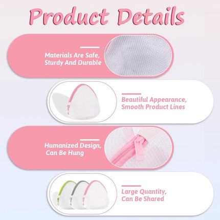 Laundry Bags - 3 Pieces - Laundry Bags With Zipper - Protect Your Laundry And Washing Machine - Laundry Bag - Laundry Nets - Semi-Round Washing Machine Bag - Underwear - Bra - Reusable Mesh Laundry Bag - Delicate Laundry - 17x15 Cm - Pink+Green+Gray.