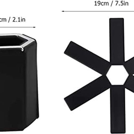 Pot Coaster - 4 Pieces - Coaster - Pot Holders - Pot Rack - Foldable - Heat Resistant - Non-Slip - Stylish Design - Practical - Foldable - Durable - Washable - For Pots, Pans, Bowls - Black.