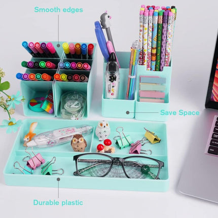 Pen Tray - 13 Compartments - Pen Holder - Desk Organizer - Pen Trays - Desk Organizer - Pen Case - Plastic - Removable - Storage System - Letter Tray - Desk Accessories - Vegetable.