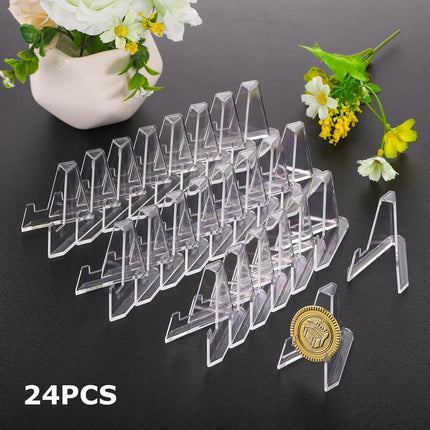 Coin Display - 24 Pieces - Coin Stand - Card Holder - Holder Suitable for Cards - Card Holder - Coin Stands - Transparent - Business Card Holder - Coin Holder - Card Rack - Card Holder - Suitable for Pokemon Top Loader.