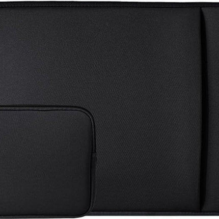 Laptop Sleeve / Pouch - 15.6 Inch - 2-Piece Extra Compartment - Laptop Sleeve with Pouch - Women's / Men's Laptop Bag - Macbook Case with Zipper - Laptop Sleeve - Laptop Case - Laptop Cover - Black - Shockproof - Scratchproof - Durable.