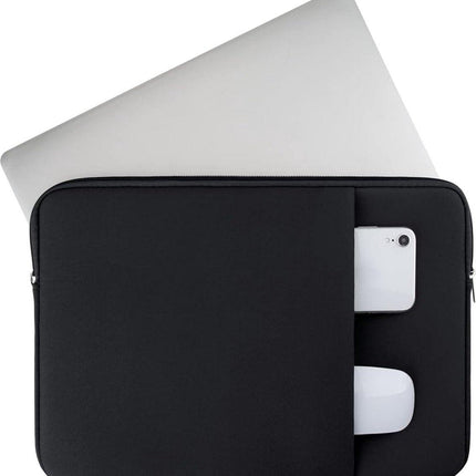 Laptop Sleeve / Pouch - 15.6 Inch - 2-Piece Extra Compartment - Laptop Sleeve with Pouch - Women's / Men's Laptop Bag - Macbook Case with Zipper - Laptop Sleeve - Laptop Case - Laptop Cover - Black - Shockproof - Scratchproof - Durable.