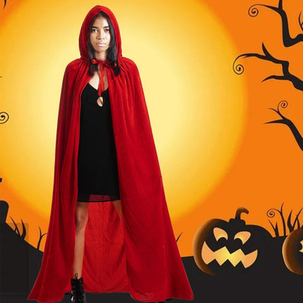 Luxury Red Hooded Coat - 170cm / XXL - Costume for Carnival Halloween - Red Velour Coat - Hat - Adults - Dress Up - Costume Cape - Gothic - Fantasy - Halloween Suit - Carnival Clothing - Women and Men.