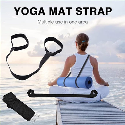 Yoga Strap - Yoga Belt - Yoga Strap - Carrying Strap - Strap For Yoga Mat - Yoga Mat Carrying Strap - Strap For Yoga Mat - For Extra Thick Mat -Workout Gear - For All Mats - Adjustable - Black.