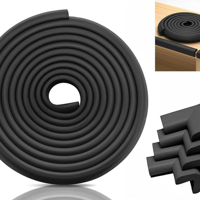 Corner Protector Set - Baby Corner Protectors - 2 Meter Foam Bumper Edge - Table Protector - Table Corner Protectors - Edge Protector - Baby, Child & Toddler Safety - Baby Safety - Table Accessories - Bumper Pad - Crib - Black - Self-Adhesive.