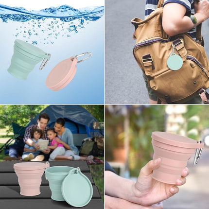 Foldable Cup - 4 Pieces - Pocket Cup - Silicone Cup - Pocket Cup - Travel Cup - Coffee / Tea Cup - 180 ml - Reusable - Foldable - On the Go - Camping - Reusable - To Go.