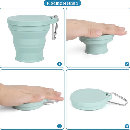 Foldable Cup - 4 Pieces - Pocket Cup - Silicone Cup - Pocket Cup - Travel Cup - Coffee / Tea Cup - 180 ml - Reusable - Foldable - On the Go - Camping - Reusable - To Go.