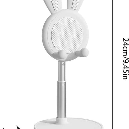 Phone Stand - Mobile Phone Stand - Phone Holder - Stand - For Desk - Angle Adjustable - Desk Holder Support - Cute Rabbit - Universal - For Mobile Phones And Tablets - White.
