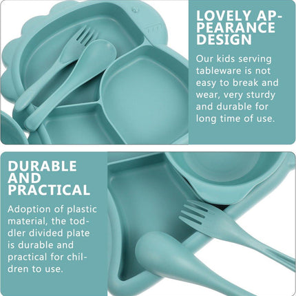 Children's Plate - Baby Plates - 4-Piece Set - BPA-Free - Children's Tableware - Non-Slip Base - Fork / Spoon - Food-Safe Material - Baby Gift - Unbreakable - Durable - Oven, Freezer, Microwave, and Dishwasher Safe.