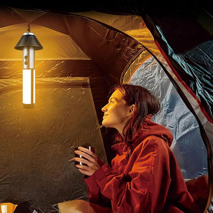 Camping Lamp - Tent Lamp - Rechargeable Telescopic Camping Light - Outdoor - LED Lamp - Hangable - Rechargeable - With Hook and Flashlight - For Camping, Hiking, Power Outages, Emergencies - Black - 1 Piece.