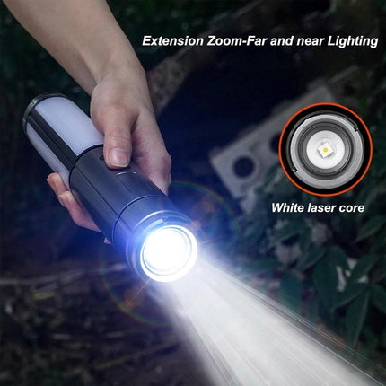 Camping Lamp - Tent Lamp - Rechargeable Telescopic Camping Light - Outdoor - LED Lamp - Hangable - Rechargeable - With Hook and Flashlight - For Camping, Hiking, Power Outages, Emergencies - Black - 1 Piece.