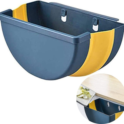 Trash Can - Foldable Trash Can - Kitchen Waste Bin - Trash Can In The Kitchen - Hanging Kitchen Cabinet Door - Car - Cabinet Door - Camping - Office - Bedroom - Organizer - Easy To Hang - Handy - Wall Mountable - Plastic - Blue.