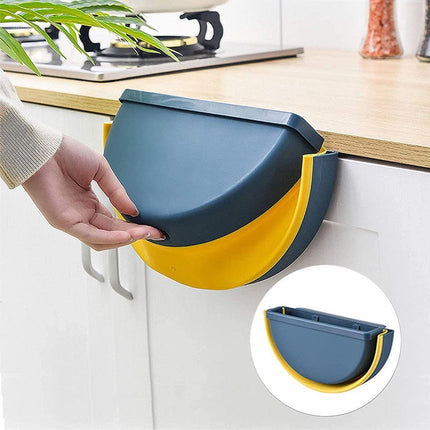 Trash Can - Foldable Trash Can - Kitchen Waste Bin - Trash Can In The Kitchen - Hanging Kitchen Cabinet Door - Car - Cabinet Door - Camping - Office - Bedroom - Organizer - Easy To Hang - Handy - Wall Mountable - Plastic - Blue.