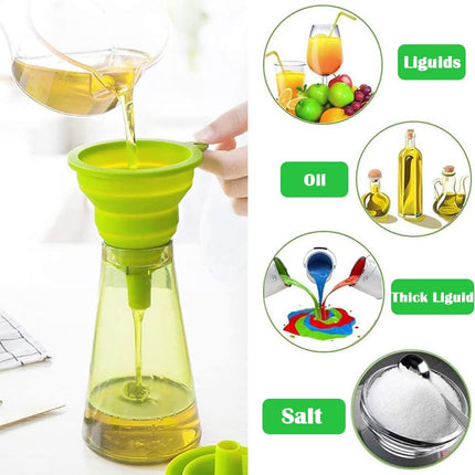 Funnel - Professional Funnel - Foldable Silicone Funnel - Multifunctional - Heat Resistant - Easy to fold and store - Hangable - Cooking Kitchen Accessories Gadgets - Green - 1 piece.