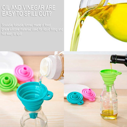 Funnel - Professional Funnel - Foldable Silicone Funnel - Multifunctional - Heat Resistant - Easy to fold and store - Hangable - Cooking Kitchen Accessories Gadgets - Green - 1 piece.