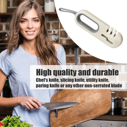 Knife Sharpener - 4-in-1 Knife Sharpener - Sharpening - Whetstone - Anti-Slip Knife Sharpener - Pull-through Sharpener - Honing Steel - Scissor Sharpener - Kitchen Knife Sharpener - Kitchen Sharpening Angles - Suitable for Scissors and Knives - Stainless.