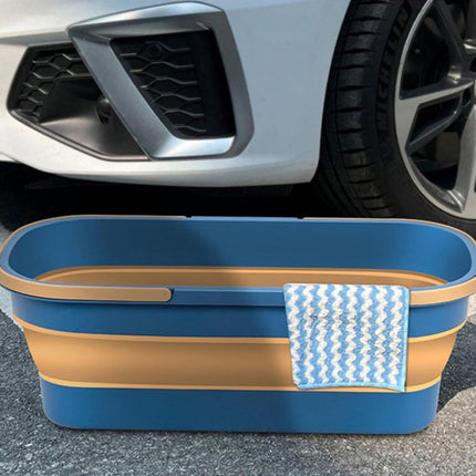 Mop Bucket - Bucket - Household Bucket - Floor Cleaning/Mopping - Portable Mop Bucket - Soap Bucket - Synthetic Mop Bucket - Cleaning Supplies - Flat Mop Bucket - Foldable - Space-Saving - With Handle - For Large Floor Surfaces - Blue.