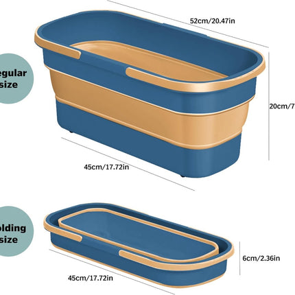 Mop Bucket - Bucket - Household Bucket - Floor Cleaning/Mopping - Portable Mop Bucket - Soap Bucket - Synthetic Mop Bucket - Cleaning Supplies - Flat Mop Bucket - Foldable - Space-Saving - With Handle - For Large Floor Surfaces - Blue.