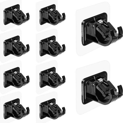 Curtain Rod Holder - 10 Pieces Curtain Rod Hooks - Hanging Curtain Rails/Curtain Rods - Super Adhesion - No Glue Residue - Hanging Hooks/Small Hooks - Black - Bathroom - Self-Adhesive Hooks - Load Capacity 10kg - No Drilling Required.